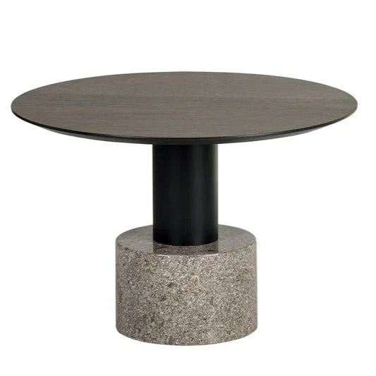 Monaco Marble Based Wooden Round Coffee Table