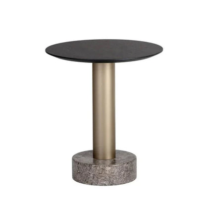 Monaco Marble Based Wooden Round End Table