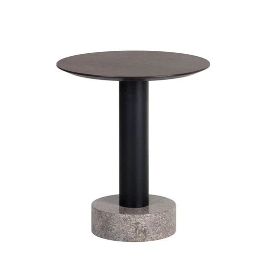 Monaco Marble Based Wooden Round End Table