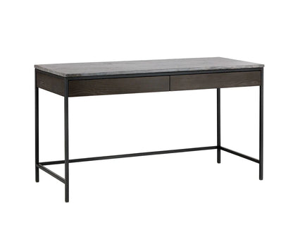 Stamos Desk Modern Marble Top With Black Iron Frame