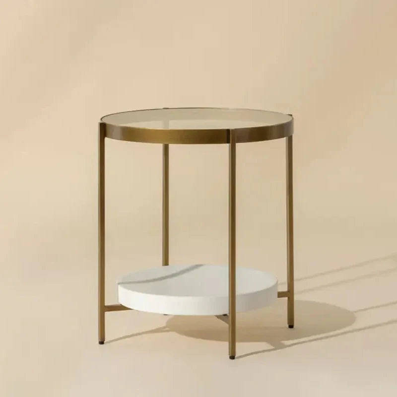 SUNPAN Gia Glass Topped Round Side Table