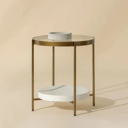 SUNPAN Gia Glass Topped Round Side Table
