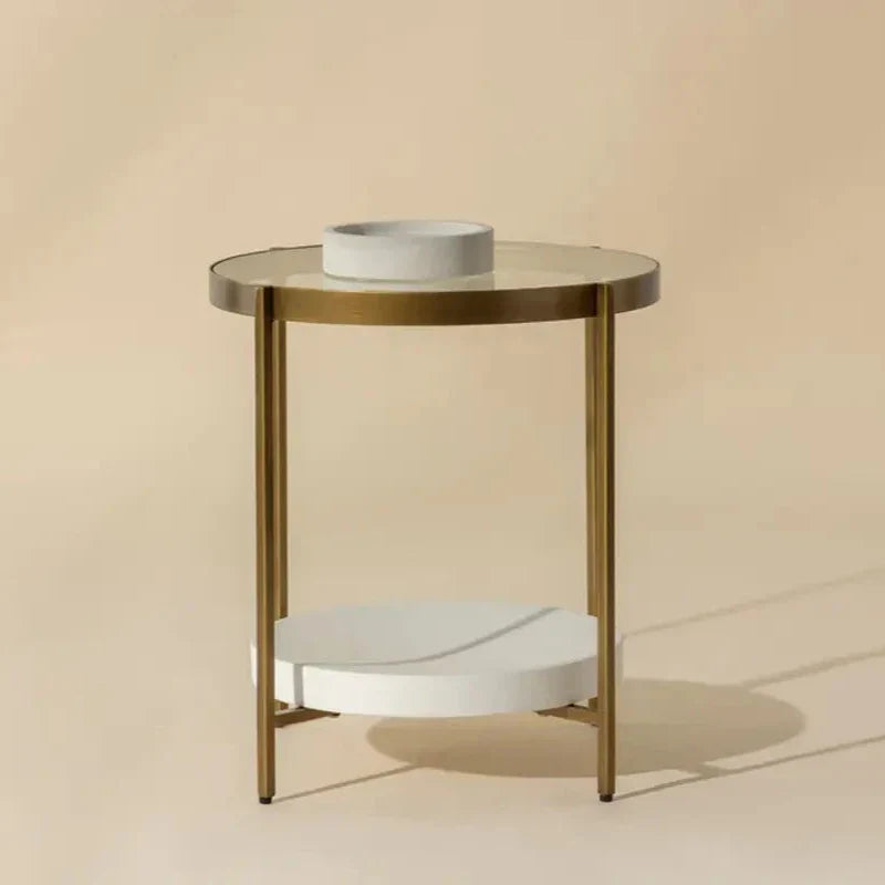 SUNPAN Gia Glass Topped Round Side Table