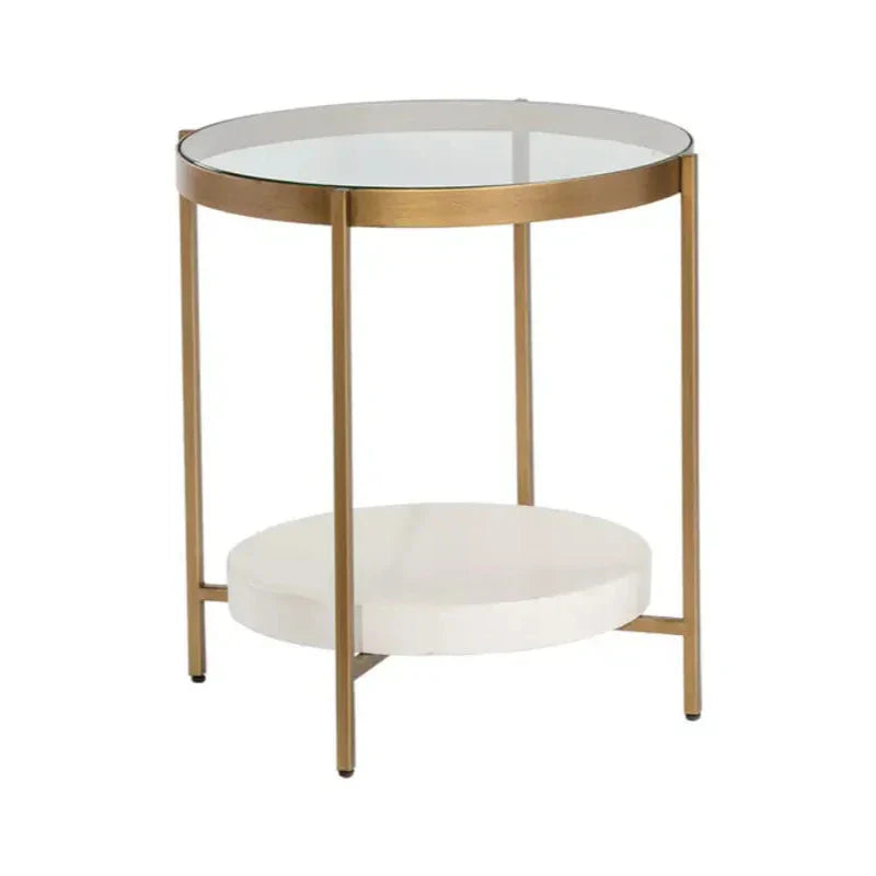 SUNPAN Gia Glass Topped Round Side Table
