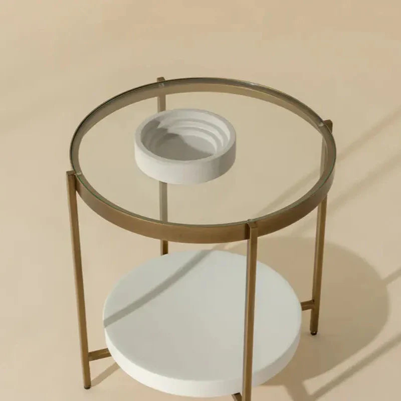 SUNPAN Gia Glass Topped Round Side Table