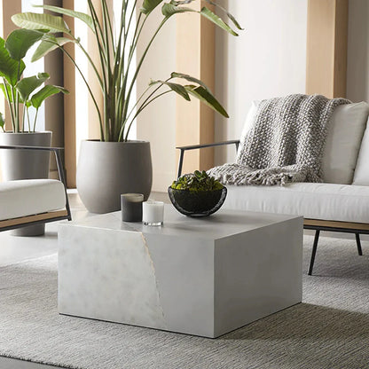 Kyson Coffee Table Silver Modern Concrete Design