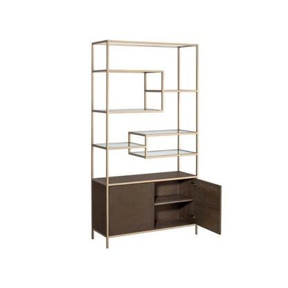 Stamos Iron Framed Wooden Bookcase