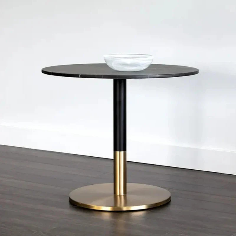 Massie Black Marble Topped Round Bistro Table