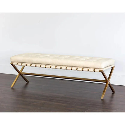 Kenji Leather Upholstered Small Backless Bench