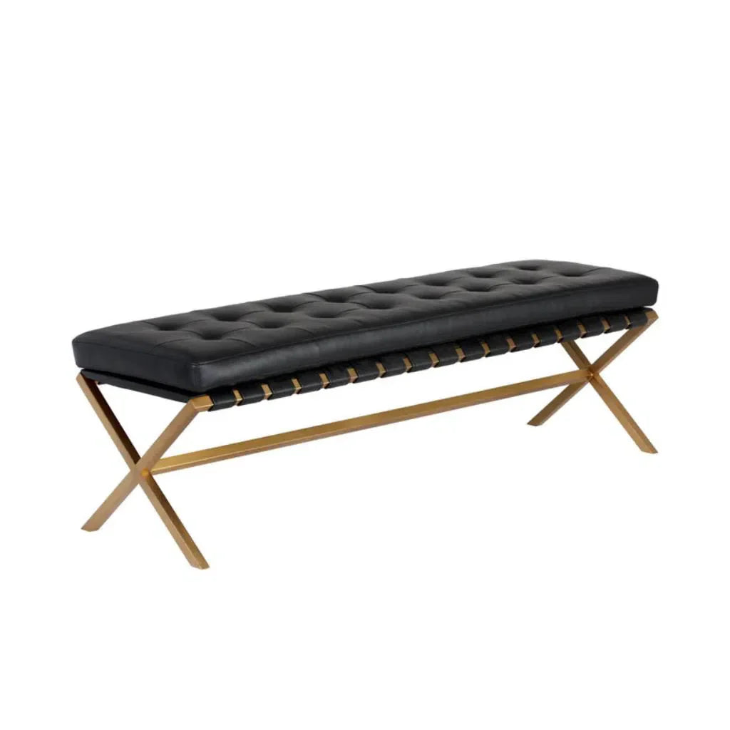 Kenji Leather Upholstered Small Backless Bench