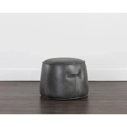 Mitchell Leather Upholstered Round Ottoman