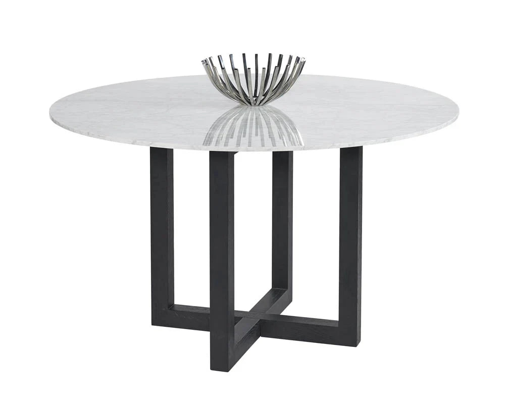 Zola Dining Table - Modern Marble Top With Oak Legs