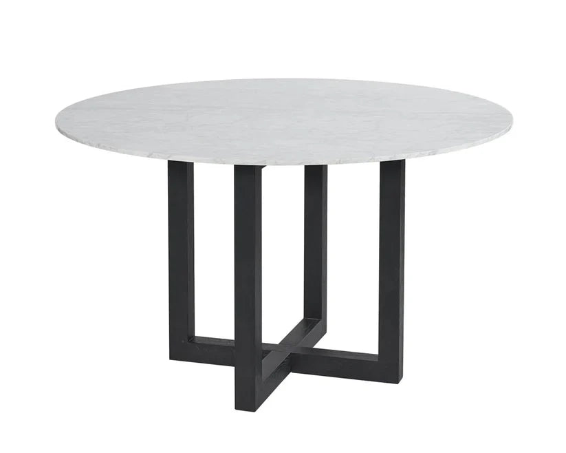 Zola Dining Table - Modern Marble Top With Oak Legs