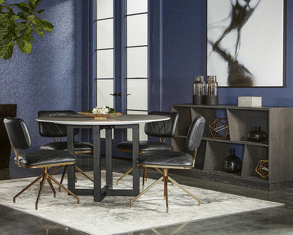 Zola Dining Table - Modern Marble Top With Oak Legs