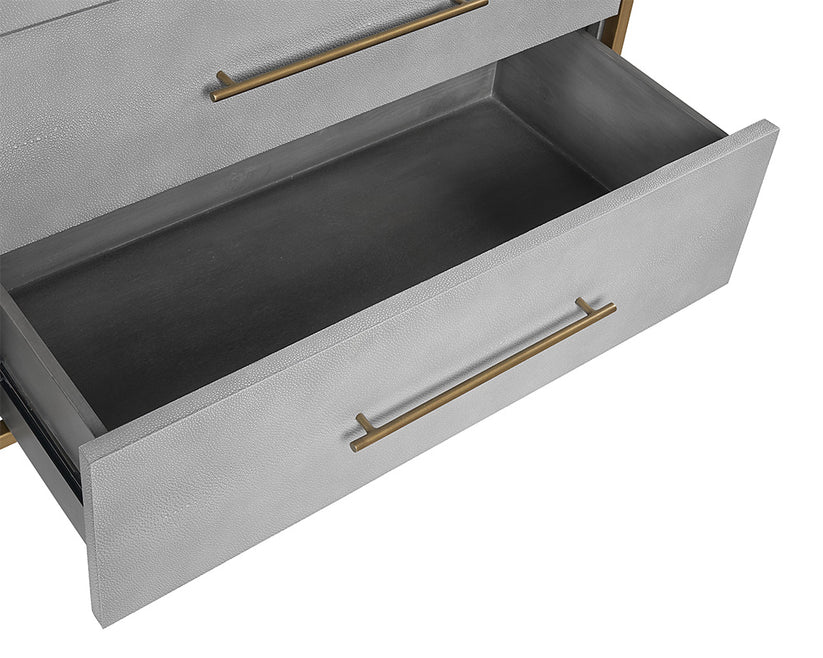 Sunpan Venice Dresser Grey Shagreen With Brass Accents