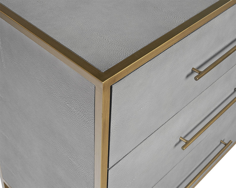 Sunpan Venice Dresser Grey Shagreen With Brass Accents