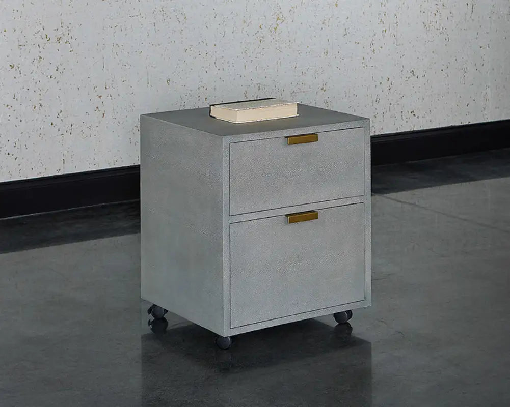 Jiro File Leather Upholstered Grey Cabinet