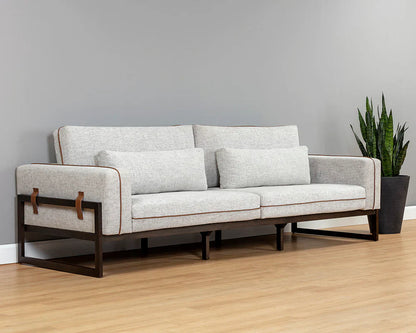 Belinda Sofa - Rhapsody Greige With Vintage Leather Piping