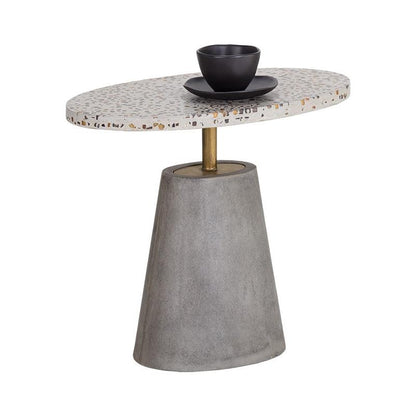 Carment Side Table Concrete Terrazzo Top And Brass Rod