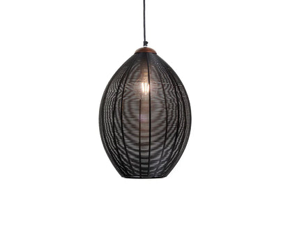 Jule Pendant Light Black Iron And Mango Wood Finish