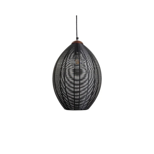 Jule Pendant Light Black Iron And Mango Wood Finish