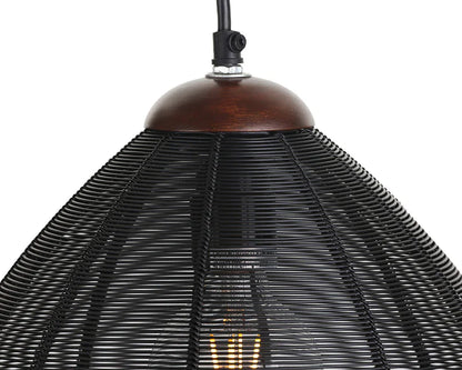 Jule Pendant Light Black Iron And Mango Wood Finish