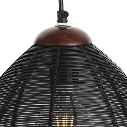 Jule Pendant Light Black Iron And Mango Wood Finish