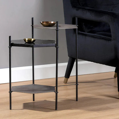 Hexall Side Table With Black Marble Finish
