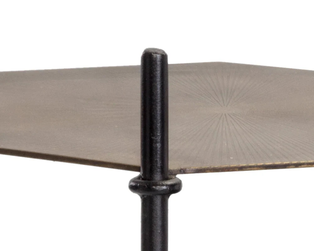 Hexall Side Table With Black Marble And Brass Finish