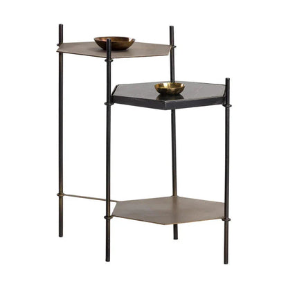 Hexall Side Table With Black Marble Finish