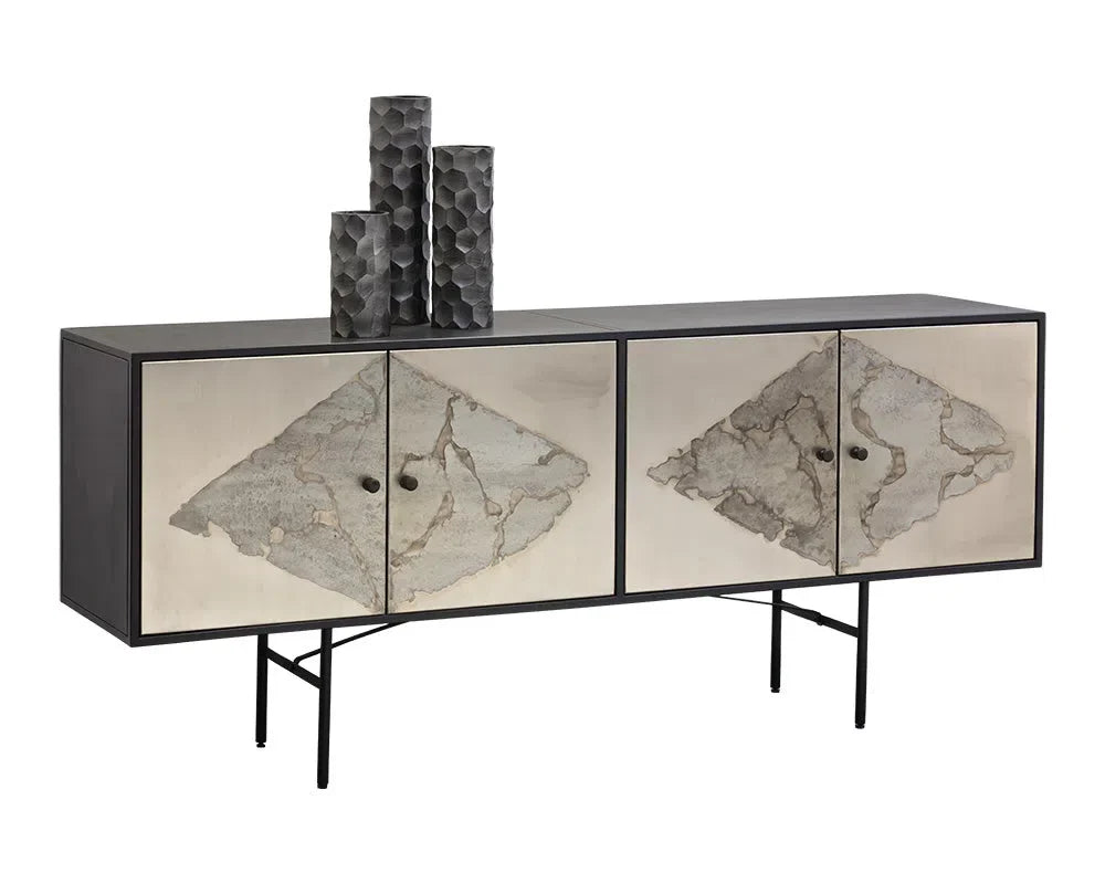 SUNPAN Arlington Black Iron Frame Sideboard