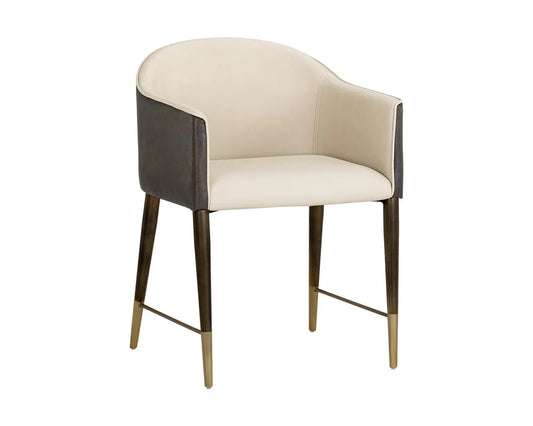 SUNPAN Kylin Dining Armchair Faux Leather Brass Legs
