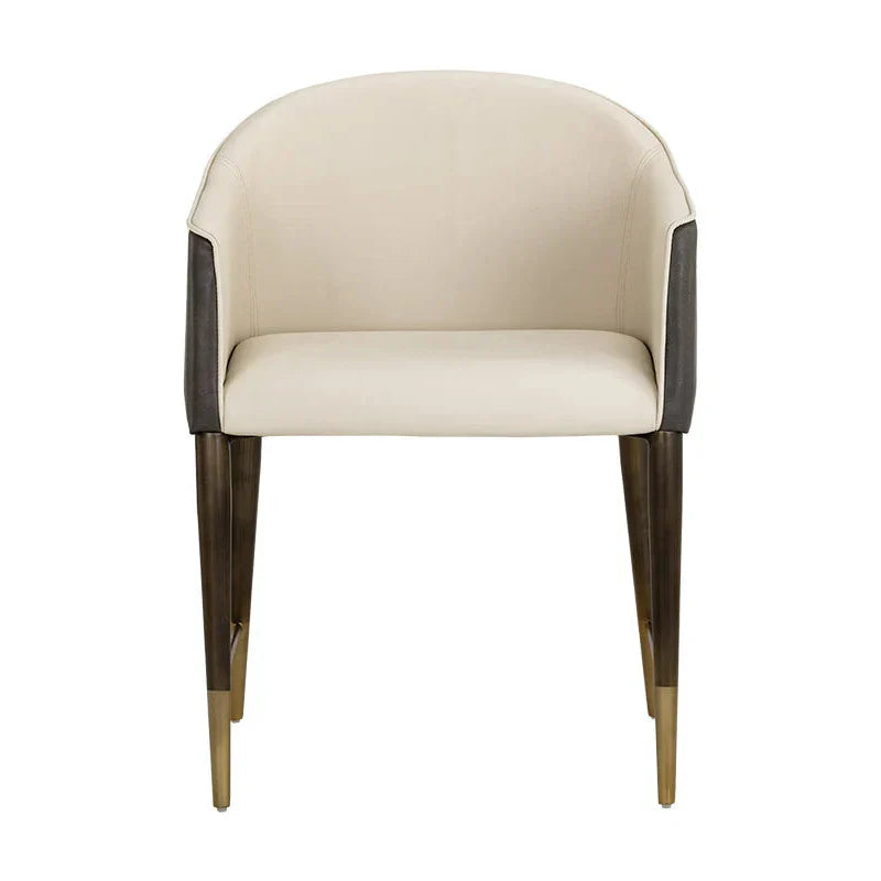 Kylin Dining Armchair Modern Faux Leather Brass Legs