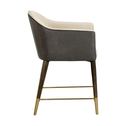 Kylin Dining Armchair Modern Faux Leather Brass Legs