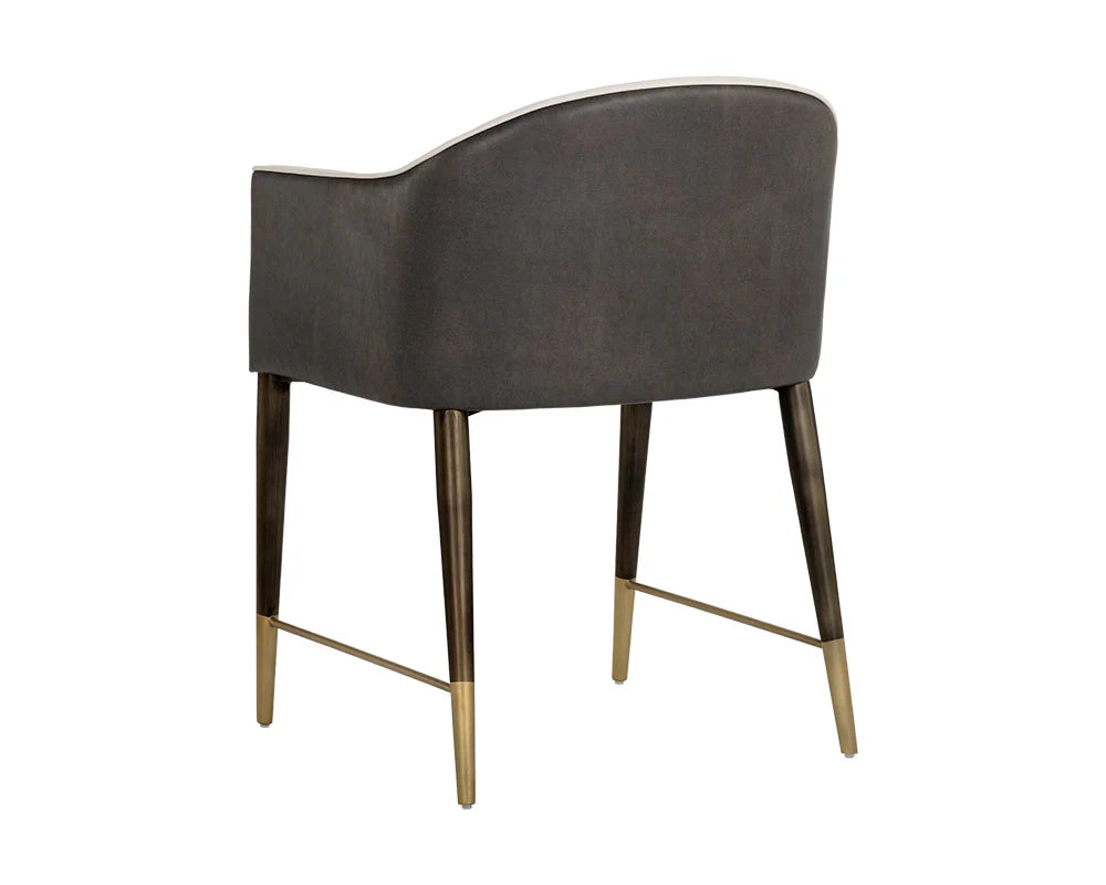 Kylin Dining Armchair Faux Leather Brass Legs