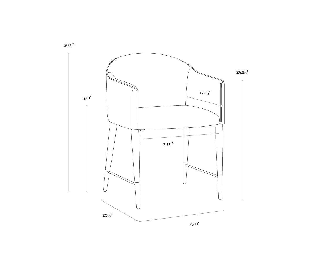 Kylin Dining Armchair Faux Leather Brass Legs