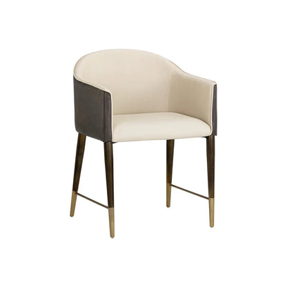 Kylin Dining Armchair Modern Faux Leather Brass Legs