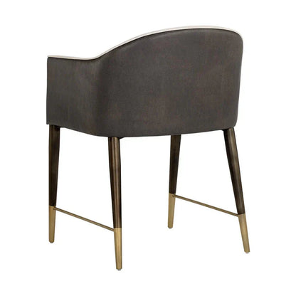 Kylin Dining Armchair Modern Faux Leather Brass Legs