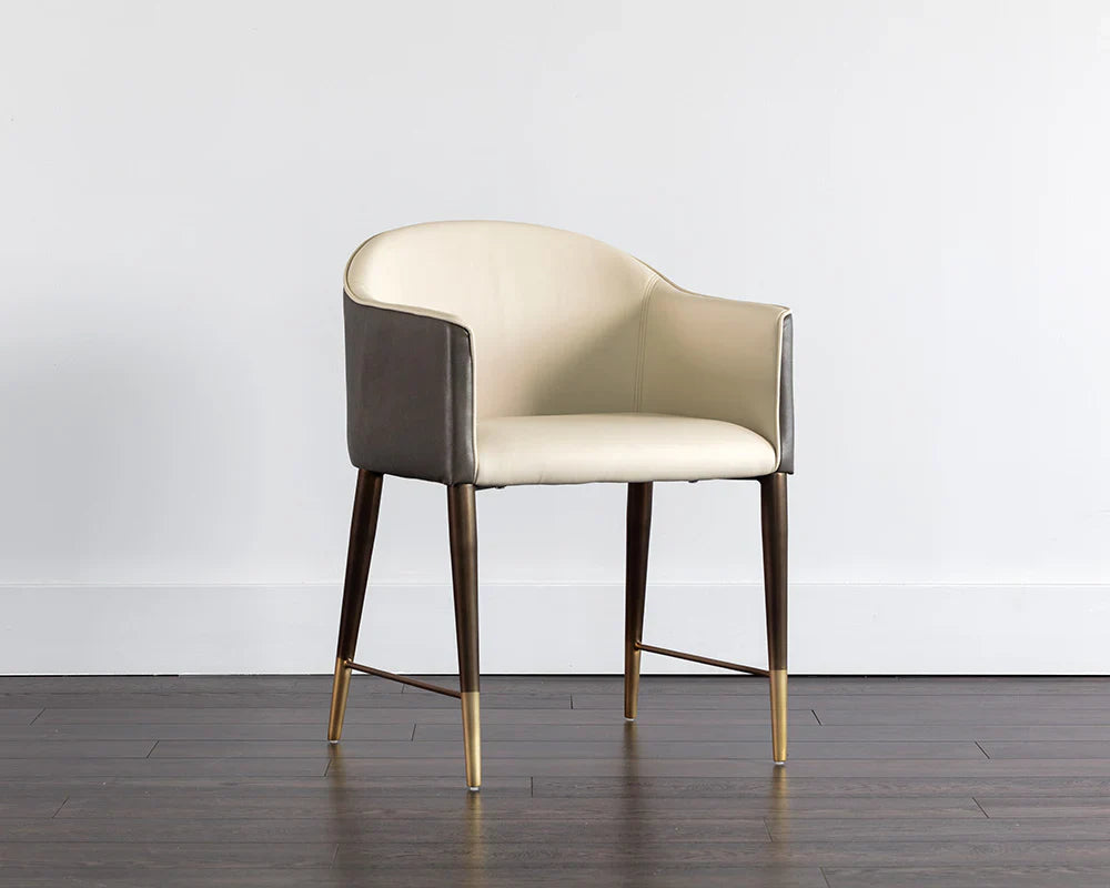 Kylin Dining Armchair Faux Leather Brass Legs