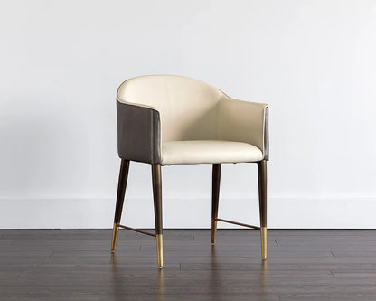 Kylin Dining Armchair Faux Leather Brass Legs