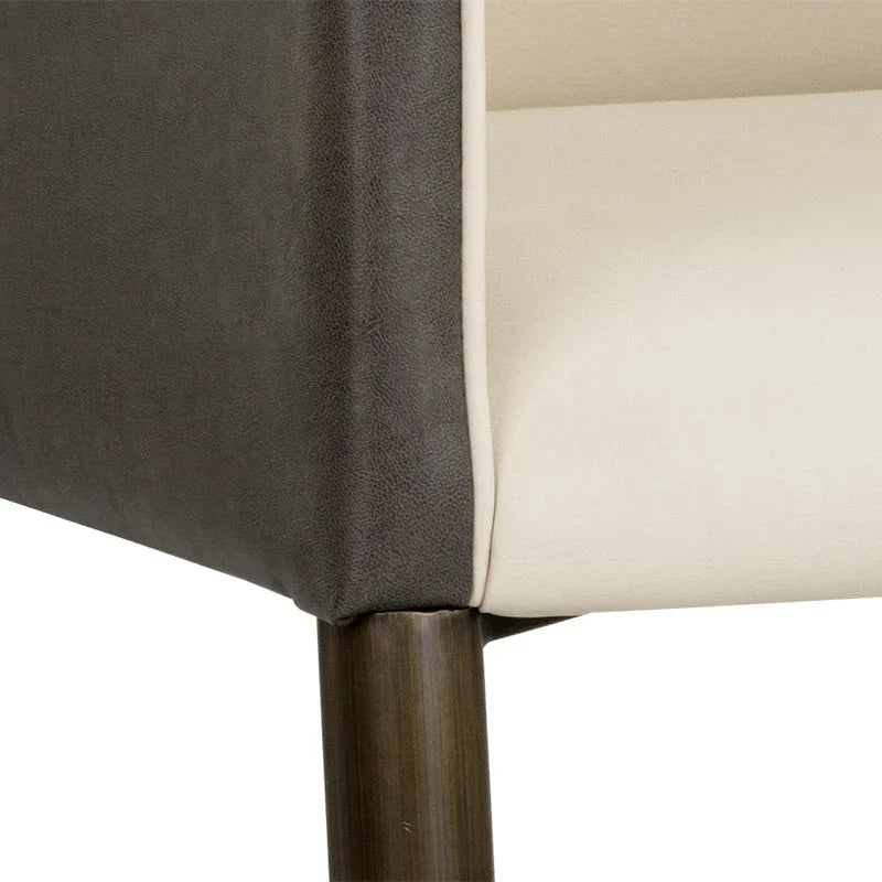 Kylin Dining Armchair Modern Faux Leather Brass Legs