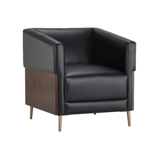 Shylo Lounge Chair Castillo Black With Gold Iron Legs