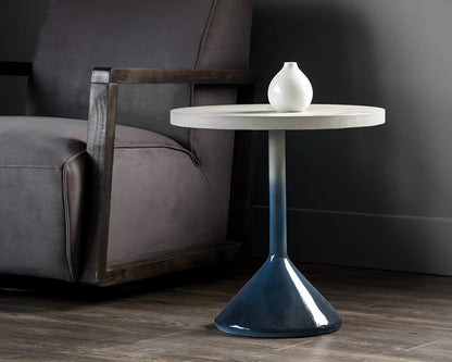 Laszilo End Table Modern Concrete Grey Top Blue Base