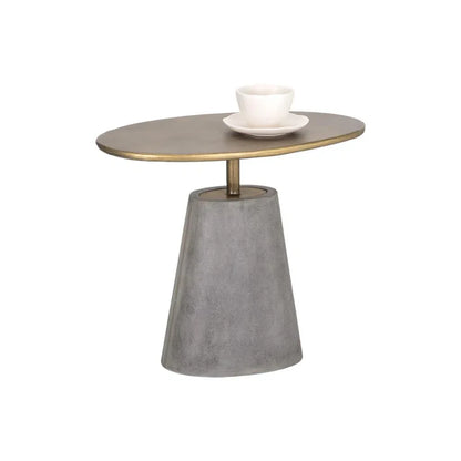 Kadin Concrete Based Steel Oval Side Table