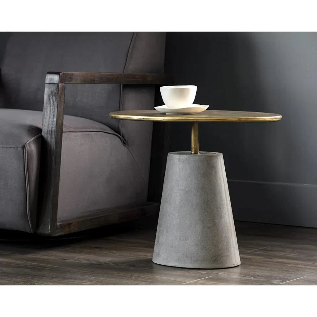 Kadin Concrete Based Steel Oval Side Table