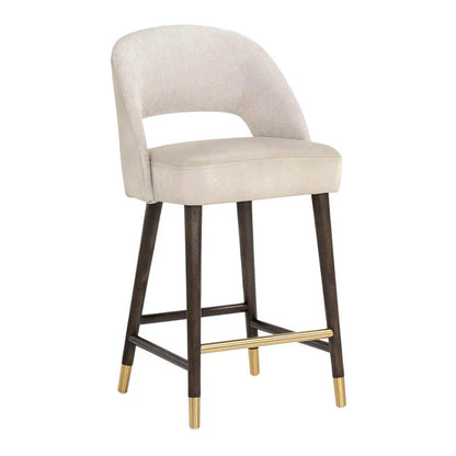 Monae Leather Upholstered Chic Barrel Counter Stool