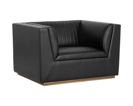 Bradley Armchair Vintage Black Modern Faux Leather Chair