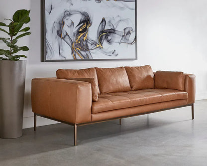 Burr Leather Upholstered Sofa