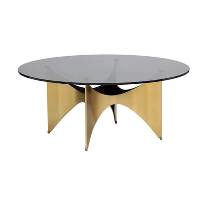 Modern London Coffee Table With Gold Base And Smoked Glass