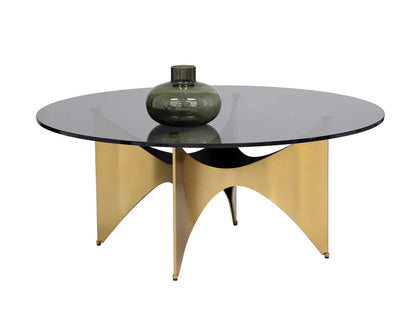 Modern London Coffee Table With Gold Base And Smoked Glass